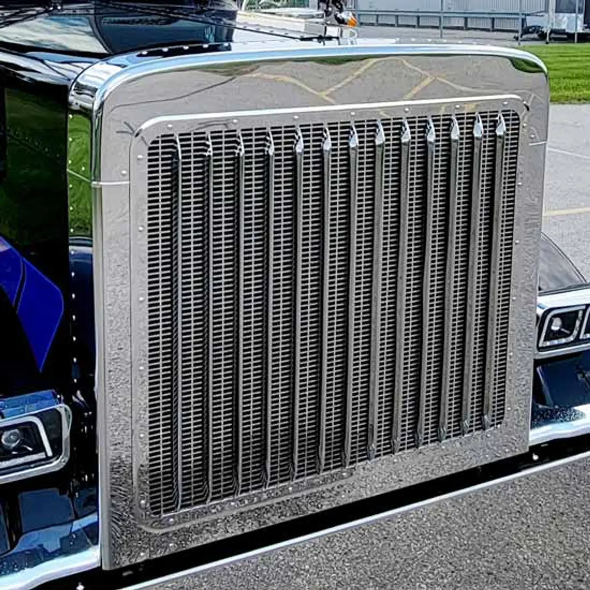 #Pft-Gs-379-Ss Stainless Steel Grille Surround For Peterbilt 379 Extended Hood 1987 - 2007 1