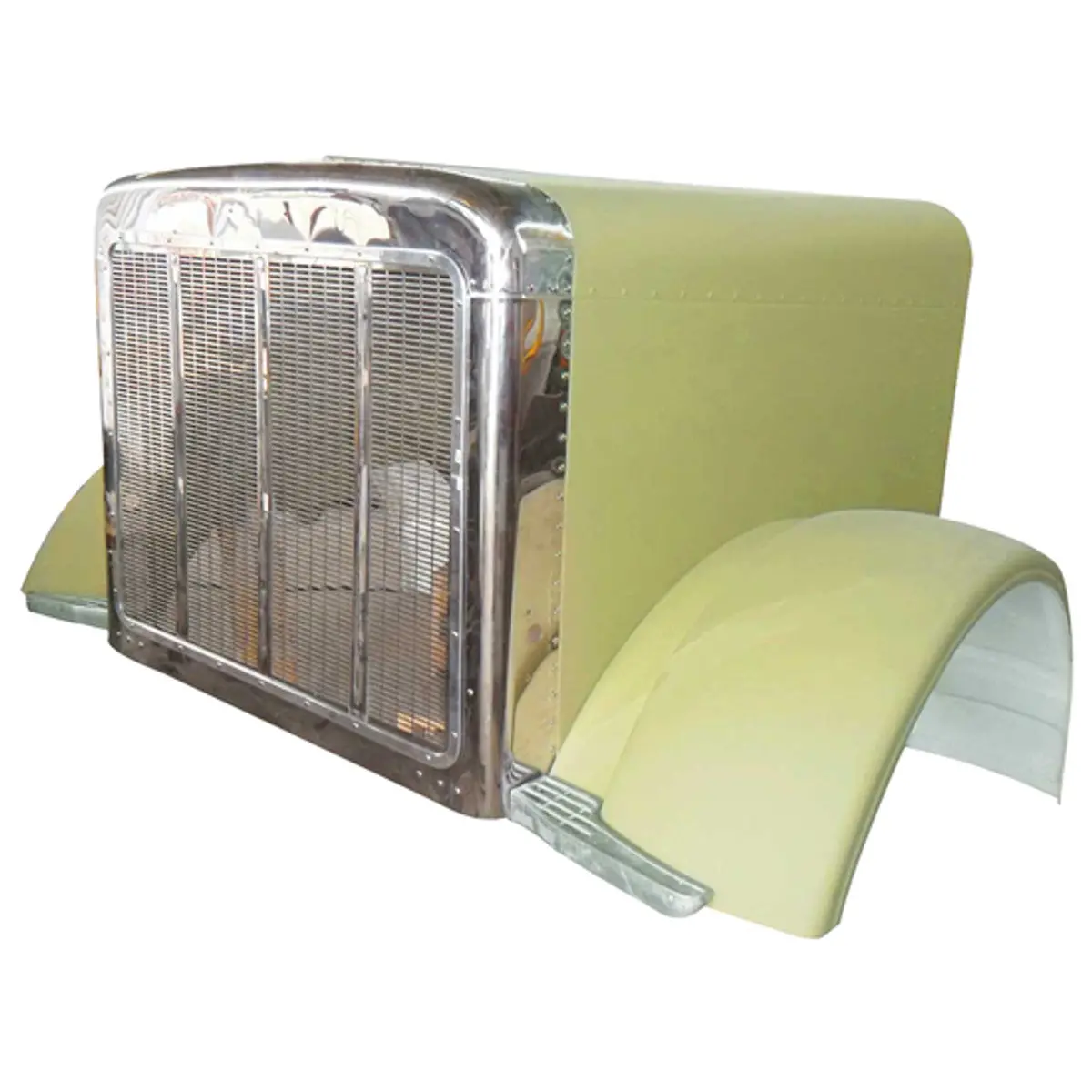 Tphd Small But Mighty Aluminum Hood With Ss Extended Grille & Surround For Peterbilt 379 119 Bbc Short Hybrid #01-125901 1