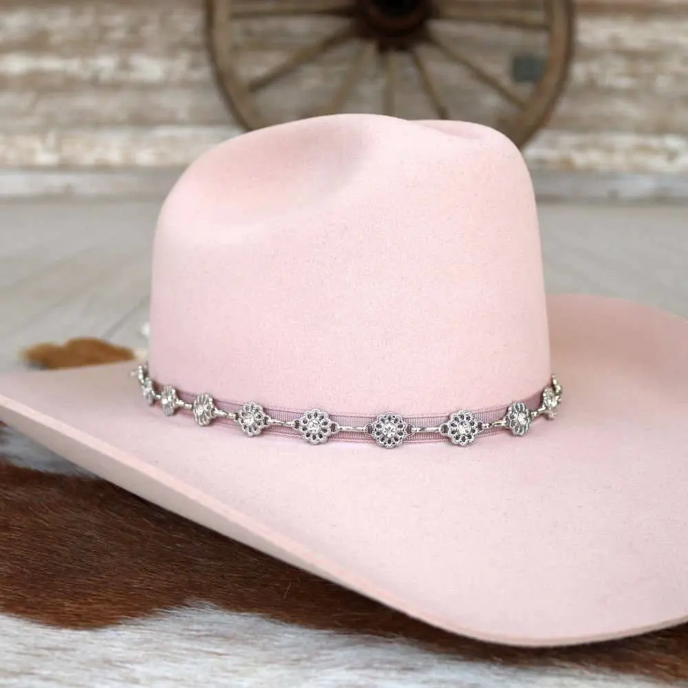 Silver Dainty Wildflower Chain Hat Band 1