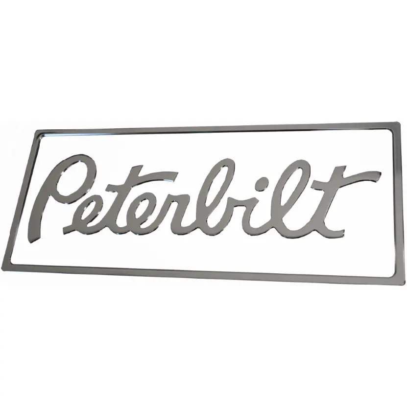 Peterbilt White Rectangular Engraved Emblem 108 1