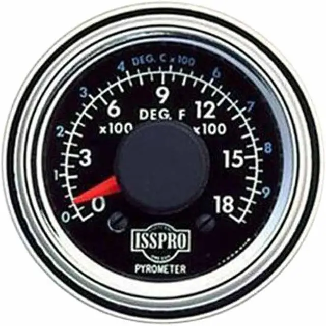 #09-150100195 Isspro 2-1/16 Inch Pyrometer Kit 0-1800F W/ Chrome Bezel, Black Face, Red Pointer, 10 Ft. Wiring 1