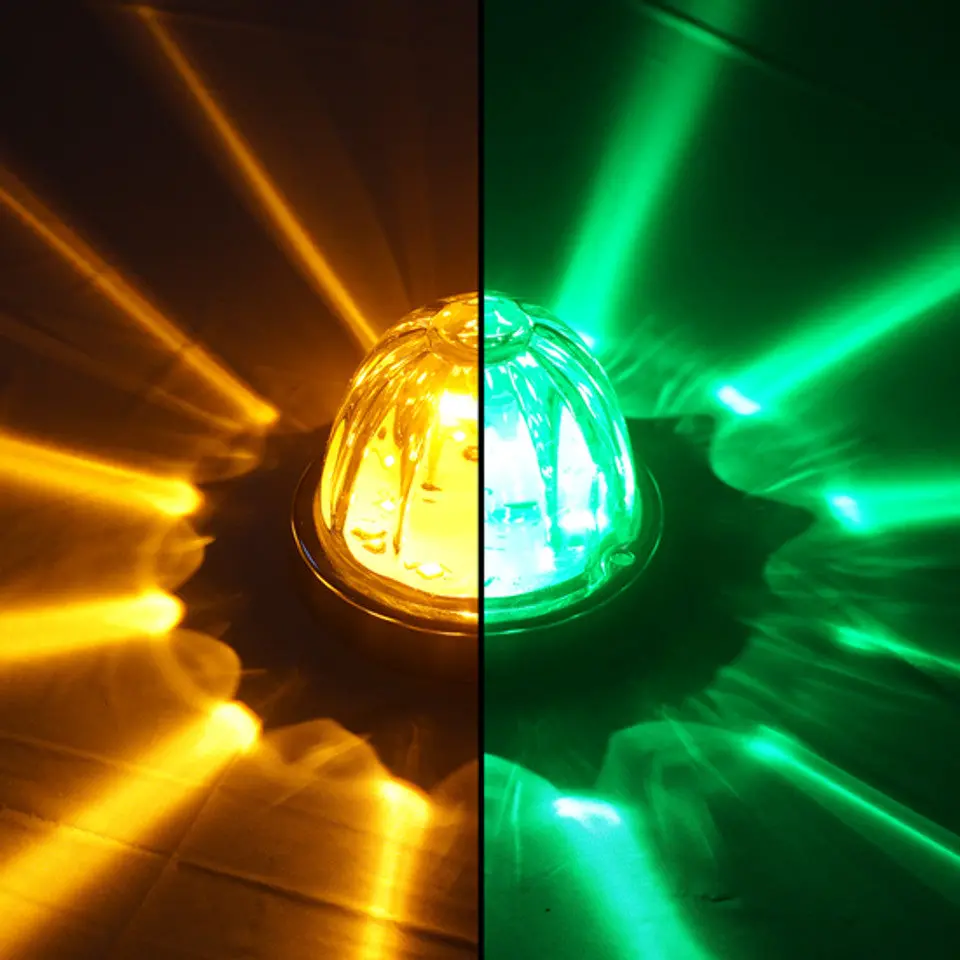 100061Cag Legendary Extreme Large Glass Watermelon Amber To Green - Clear 4 Wire Dual Function W/ Aluminum Bezel Led Light - Each 1
