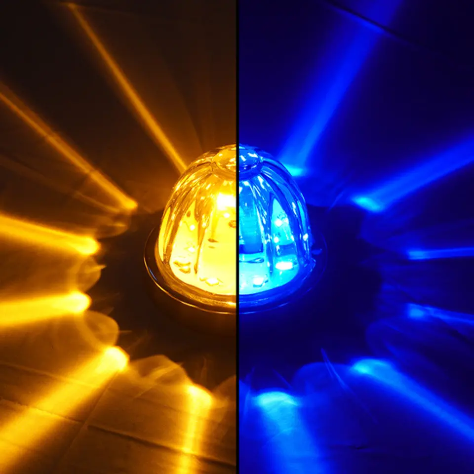 100061Cab Legendary Extreme Large Glass Watermelon Amber To Blue - Clear 4 Wire Dual Function W/ Aluminum Bezel Led Light - Each 1