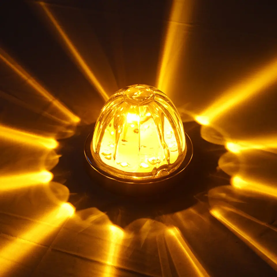 100061Ca Legendary Extreme Large Glass Watermelon Amber - Clear 3 Wire Dual Function W/ Aluminum Bezel Led Light - Each 1