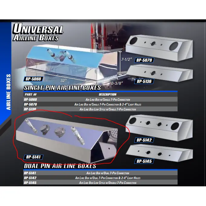 Ata-Bp-5141 Airline Box W/ 2 Connectors 7 Pin Stainless Style 1 Ss 1