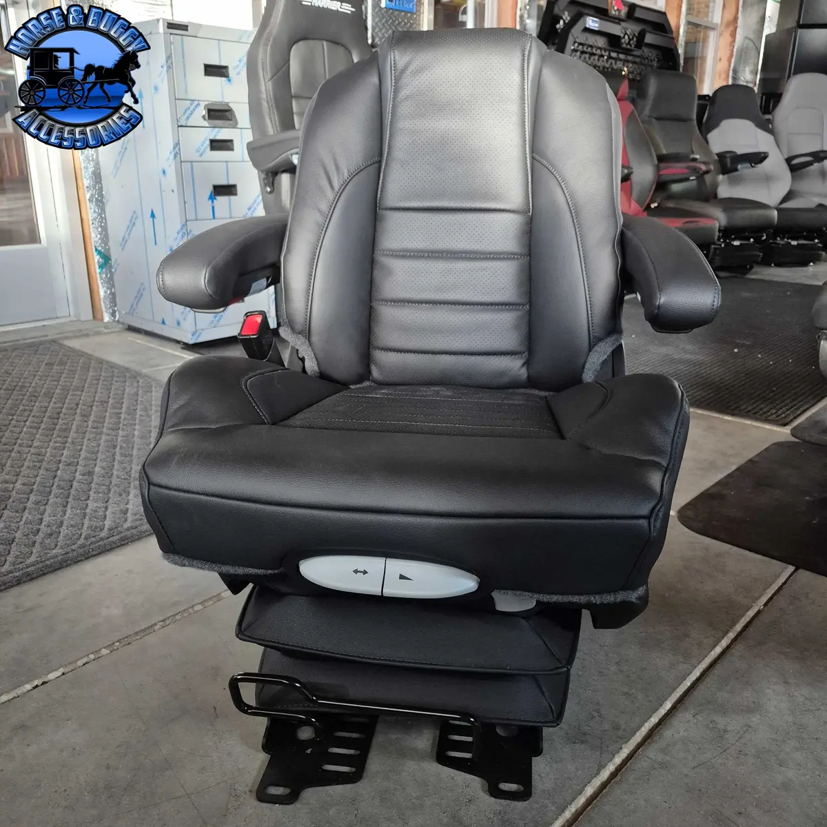 Af-21103Le14 Graymag  Premium Black Leather Mid Back Air Seat W/Standard Base, Heating Vent, Dual Arm Rest, Reclining Back (29-1920005) 1