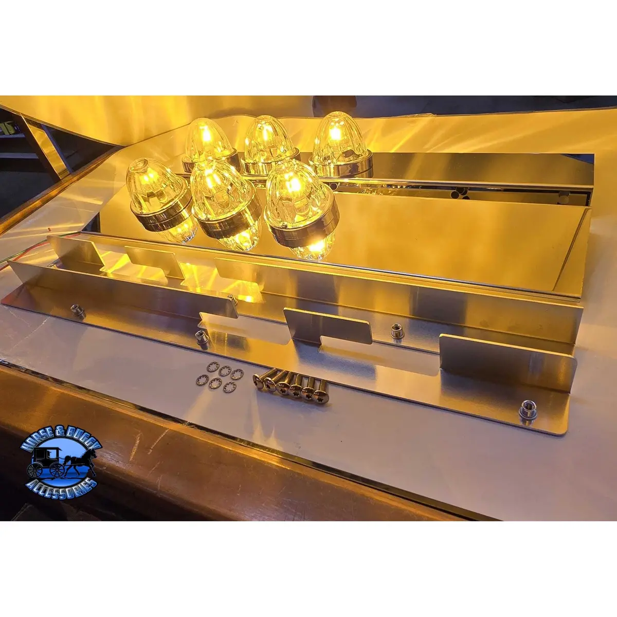Ss-1745 - Peterbilt 589 Strap-Mount Rear Air Cleaner Bracket W/ (3) Wm Light Holes On Bottom (Sold In Pairs) 1