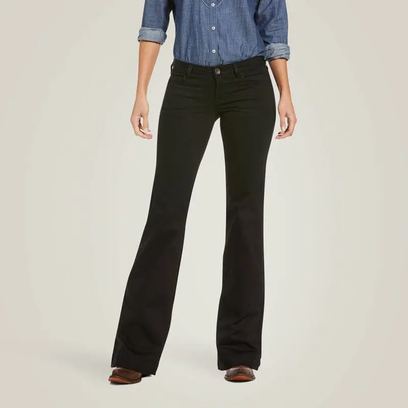 Ariat Trouser Mid Rise Forever Wide Leg Pant Black Rinse 1