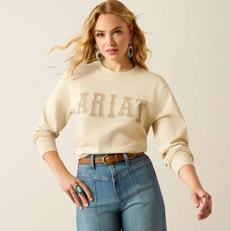 Ariat Essential Crew Sweatshirt In Summer Sand For Women At Bourbon Cowgirl 1