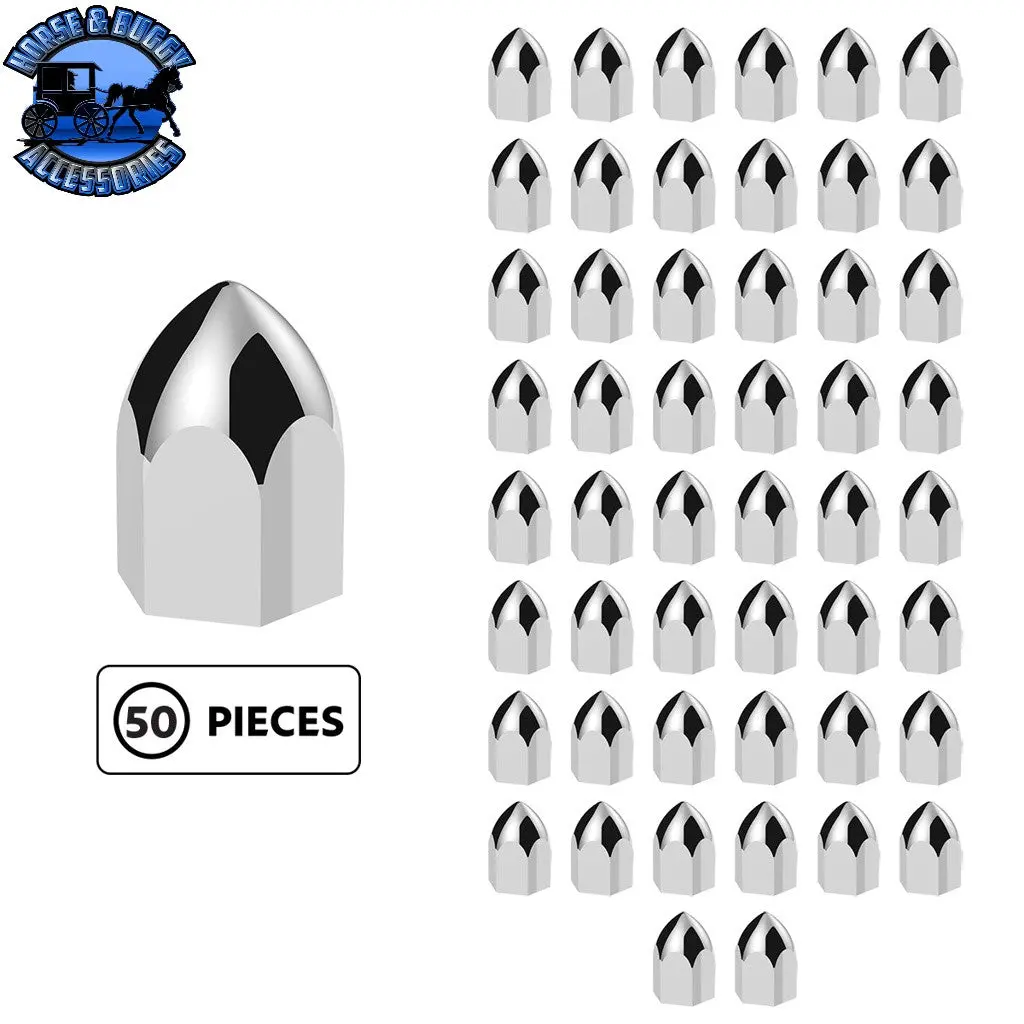 Up-10063P50 11/16" X 1-5/16" Chrome Plastic Bullet Nut Cover - Push-On (50-Pack) 1