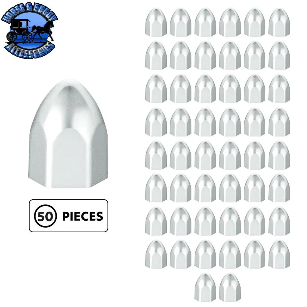 Up-10065P50 9/16" X 15/16" Chrome Plastic Bullet Nut Covers - Push-On (50-Pack) 1