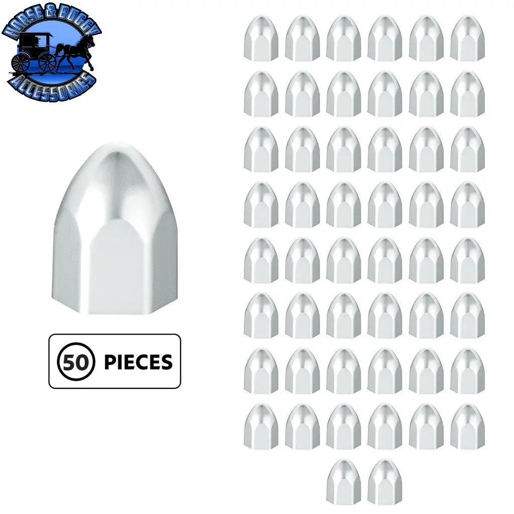 Up-10066P50 1/2" X 15/16" Chrome Plastic Bullet Nut Cover - Push-On (50-Pack) 1