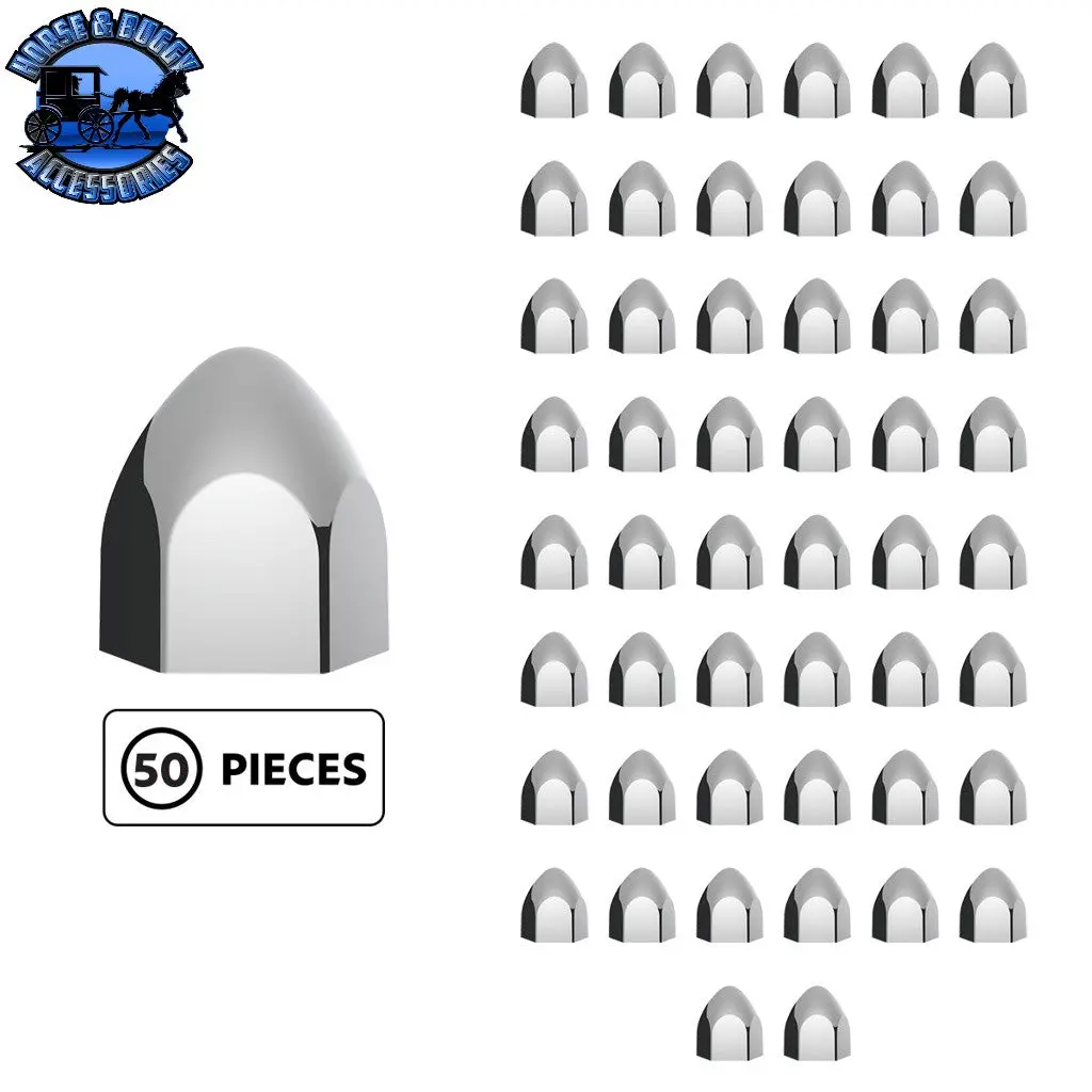 Up-10069P50 3/4" X 1 3/8" Chrome Plastic Bullet Nut Cover - Push-On (50-Pack) 1