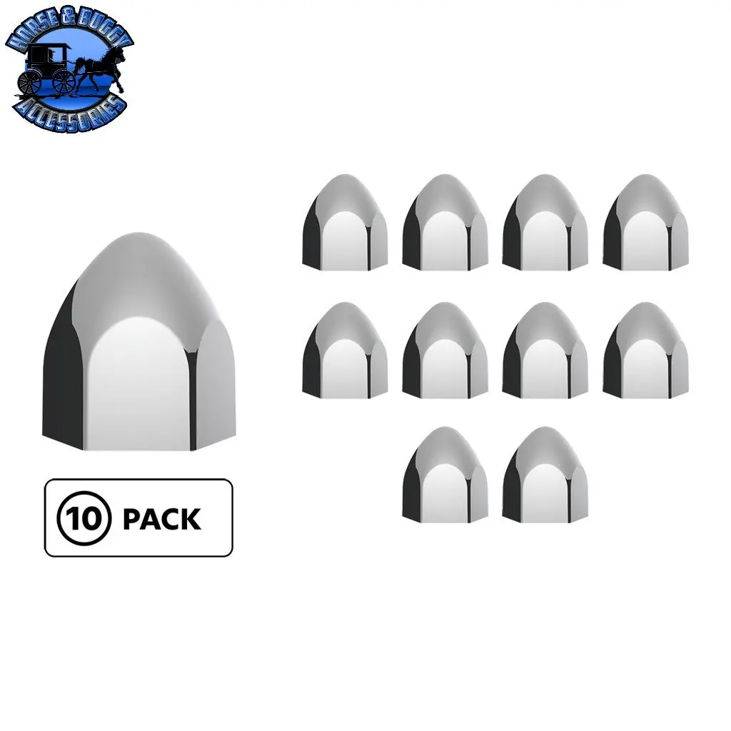 Up-10069P 3/4" X 1 3/8" Chrome Plastic Bullet Nut Cover - Push-On (10-Pack) 1
