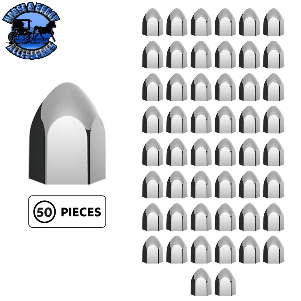 Up-10076P50 15/16" X 1 5/8" Chrome Plastic Bullet Nut Covers - Push-On (50-Pack) 1