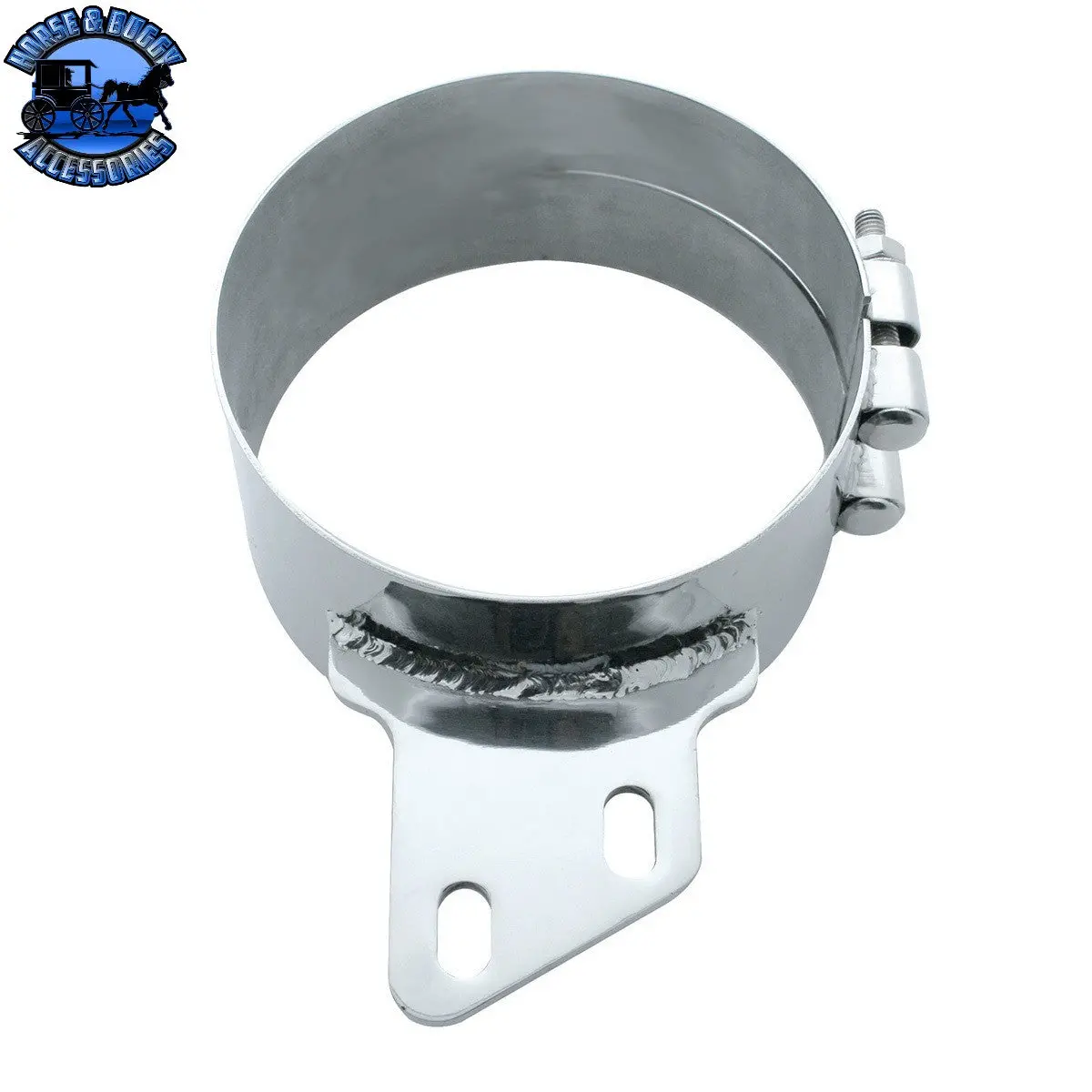 6" Stainless Butt Joint Exhaust Clamp - Angled Bracket 1