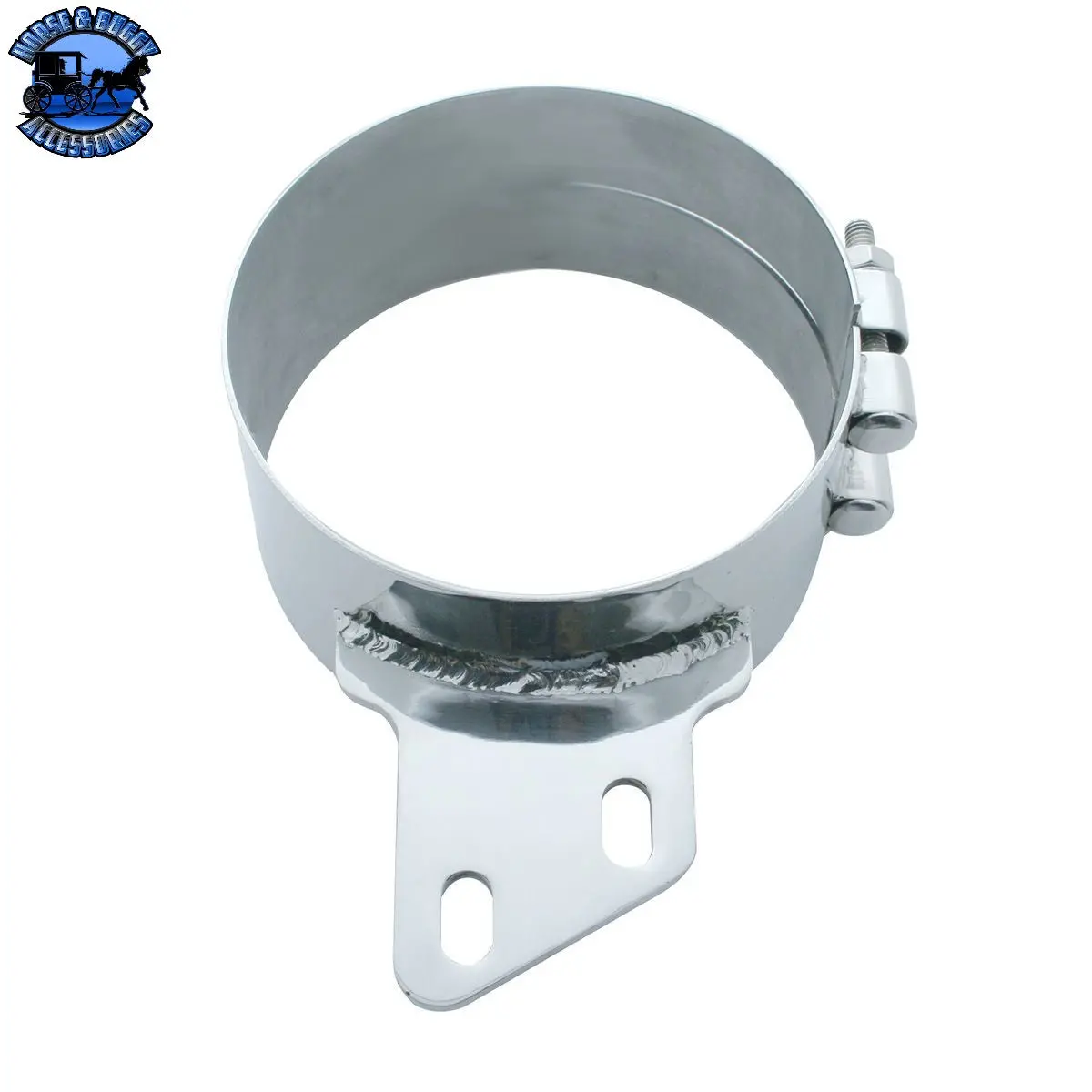 7" Stainless Butt Joint Exhaust Clamp - Angled Bracket 1