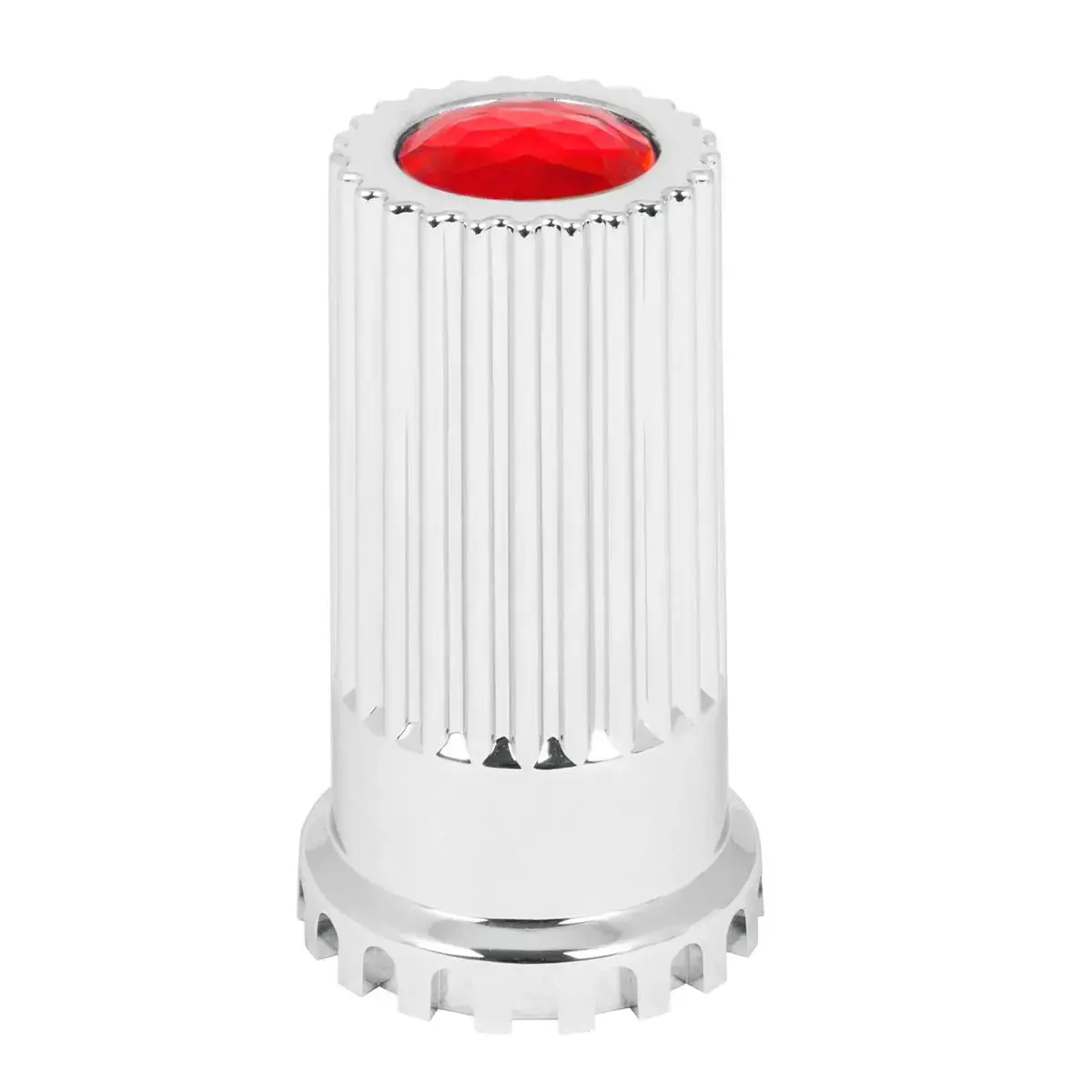 Cr. Pl. 33Mmx-4"H Push-On Bullet Flat Cvr W/Red Jewel 1