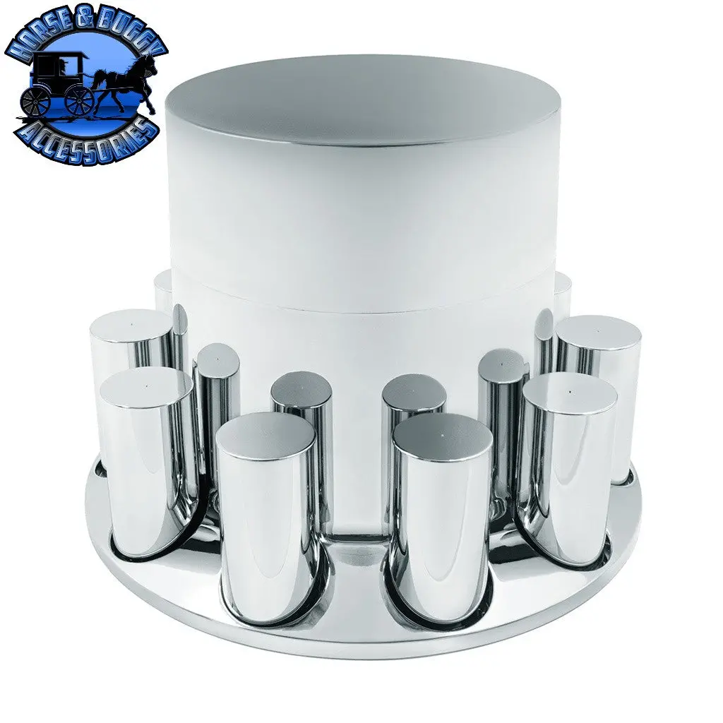 Up-10374 Chrome Plastic Extra Tall Flat Top Rear Axle Cover With 33Mm Thread-On Tall Cylinder Nut Covers 1