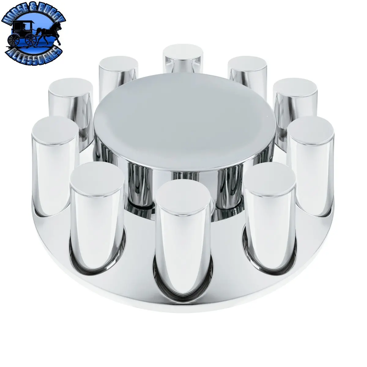 Up-10376 Chrome Plastic Flat Top Front Axle Cover With 33Mm Standard Thread-On Tall Cylinder Nut Covers 1