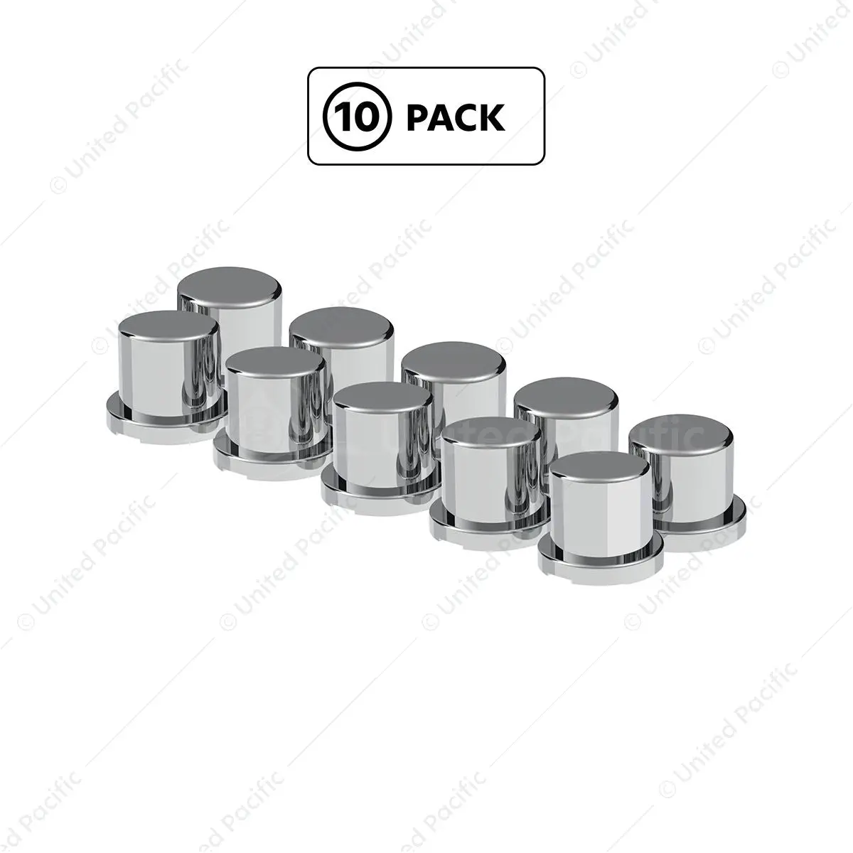 Chrome Plastic Flat Top Nut Covers - Push-On (10-Pack) 1