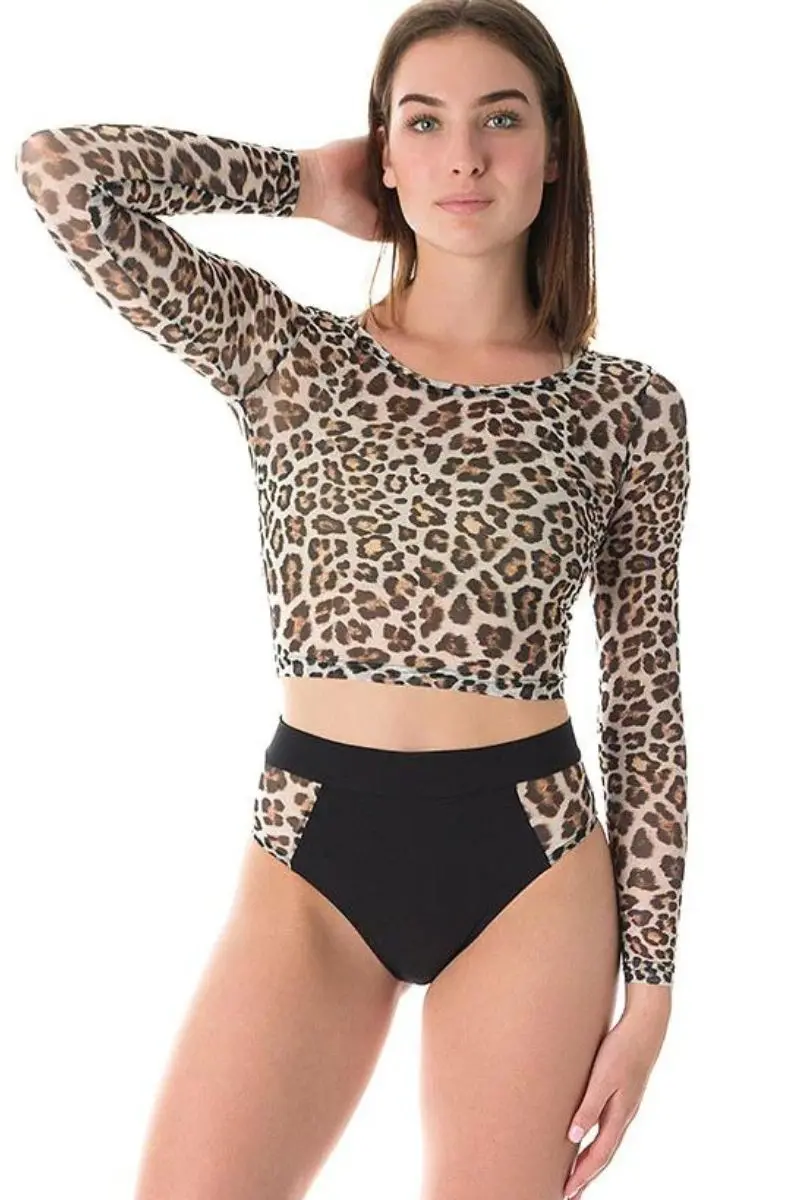 Dragonfly Pavi Crop Top - Leopard Mesh 1