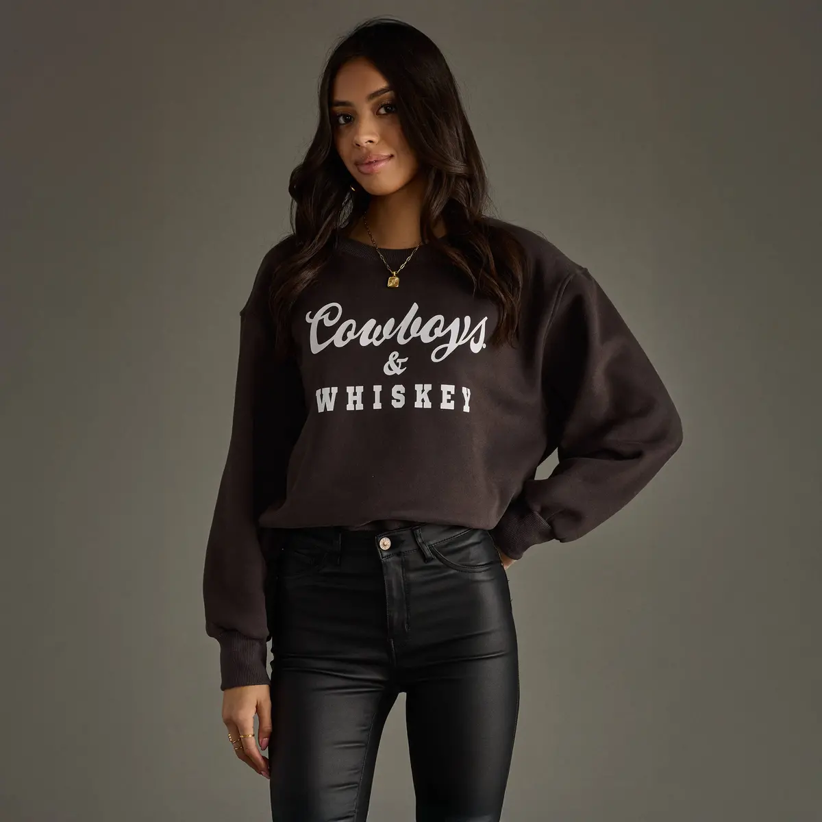 Charcoal Cowboys & Whiskey Sweatshirt 1