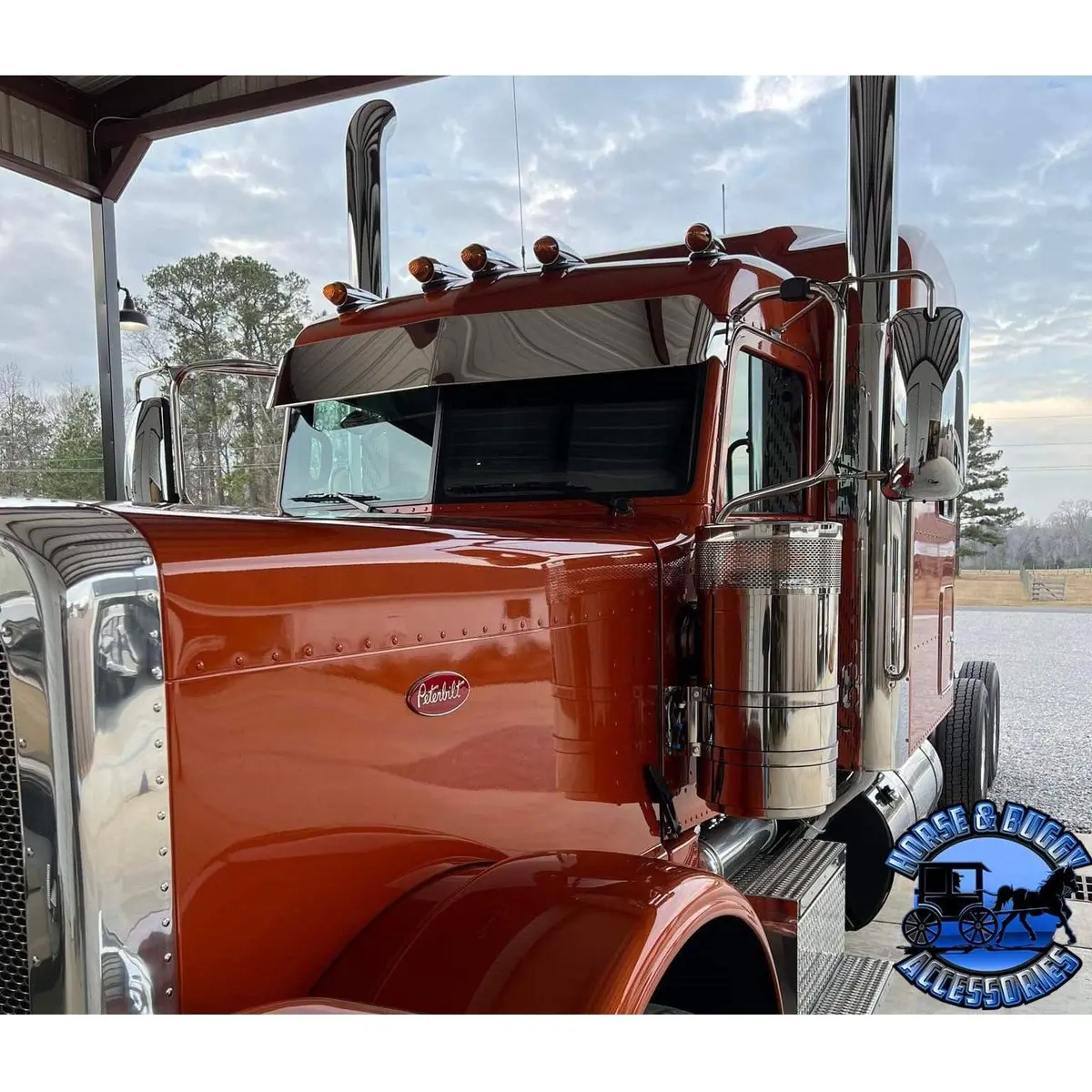 Peterbilt 10'' Rollin Low S.S. Straight Flat Bottom Sunvisor #1002 2