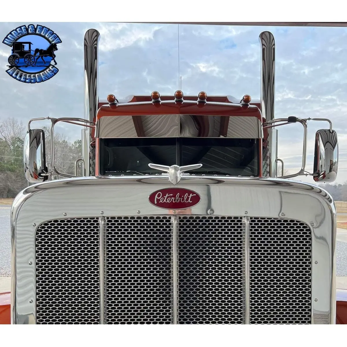 Peterbilt 10'' Rollin Low S.S. Straight Flat Bottom Sunvisor #1002 1