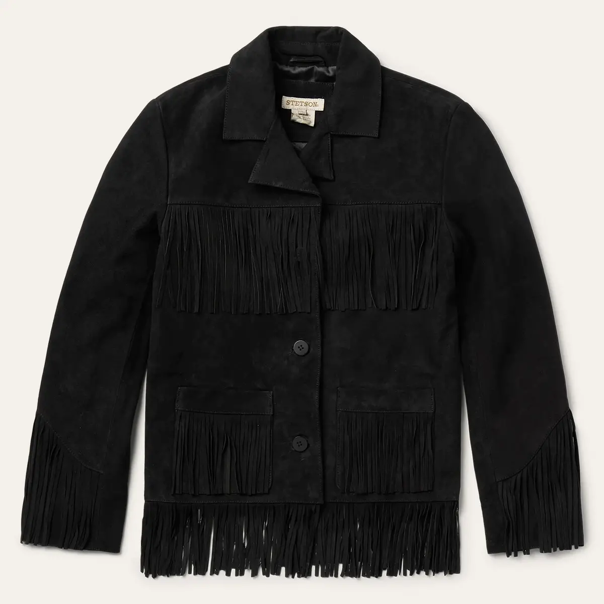 Stetson Fringe Suede Jacket In Black 1