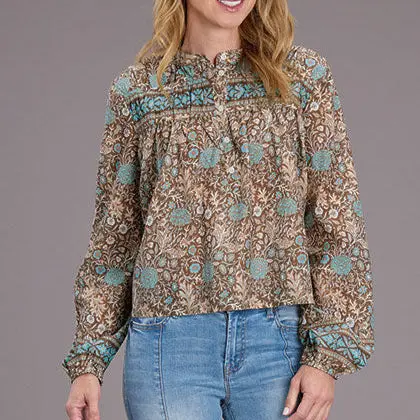 Carnation Print Blouse By Stetson 1