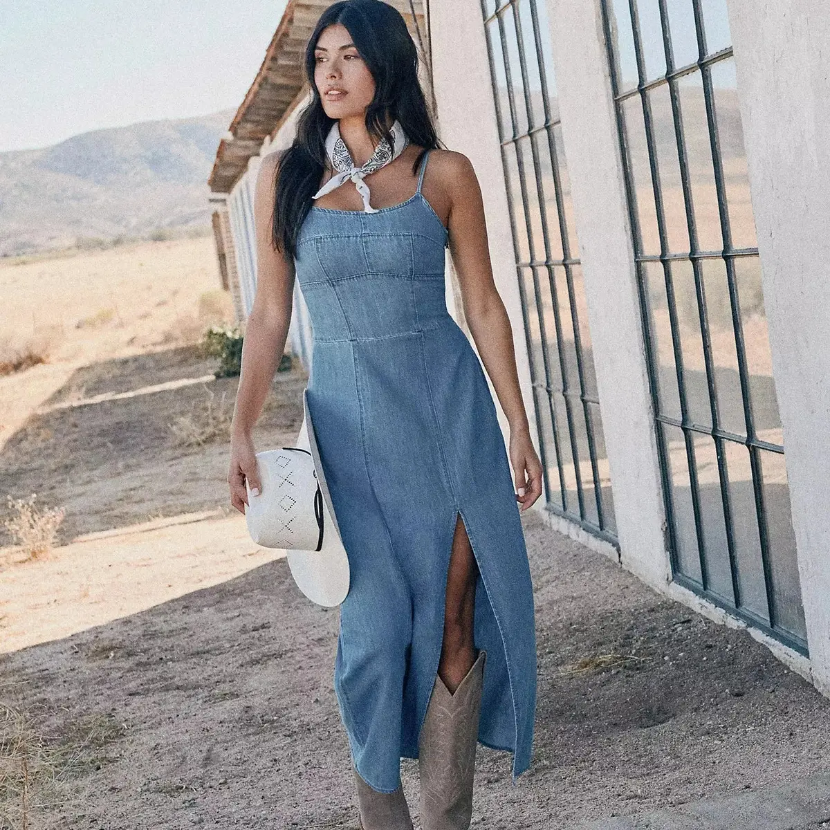 Wrangler Retro Punchy Maxi Denim Dress At Bourbon Cowgirl 1