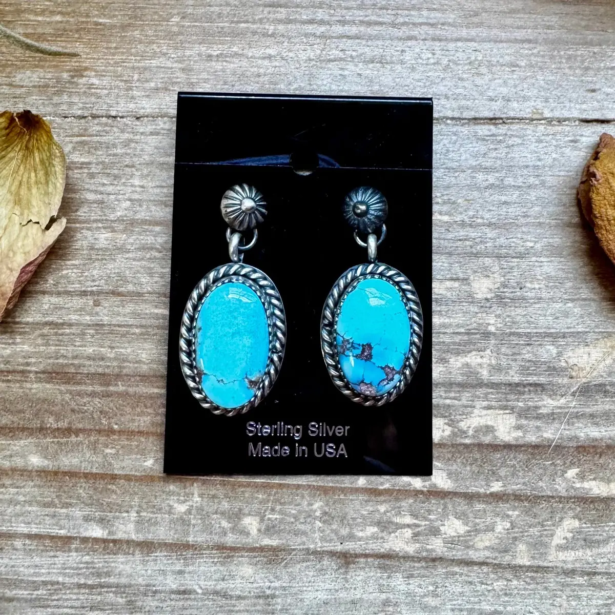 Golden Hill Turquoise Dangle Earrings – Sterling Silver, Post Style, Usa Made 1