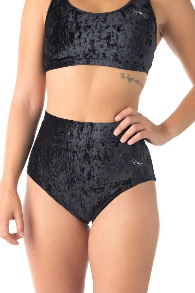 Dragonfly Lola High-Waisted Shorts - Velvet Black 1