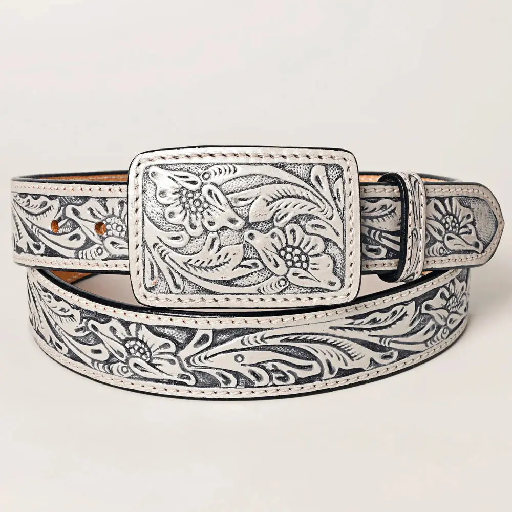 Gray Tooled Leather Belt- Western Belts For Cowgirls 1