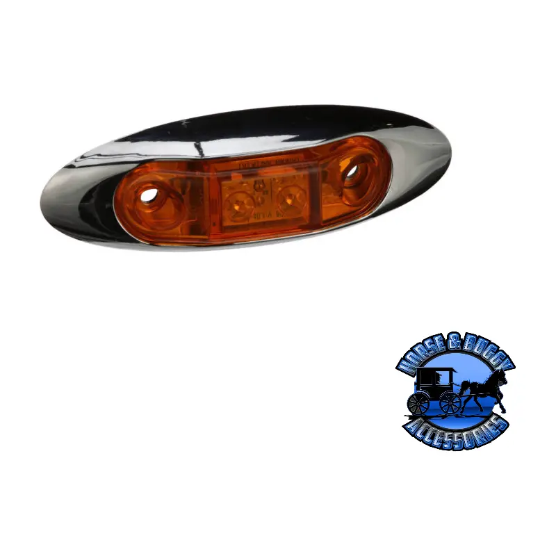168Xa-Mv 3.95″X1.35″ Amber Led Marker/ Clearance, Oblong, W/ Chrome Bezel 1