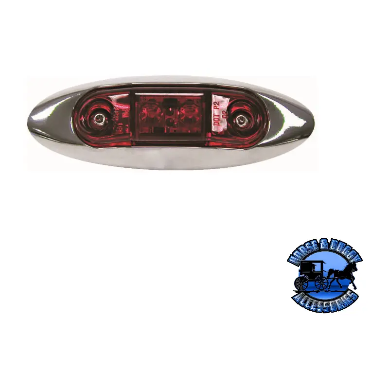 168Xr-Mv 3.95"X1.35" Red Led Marker/ Clearance, Oblong, W/ Chrome Bezel 1