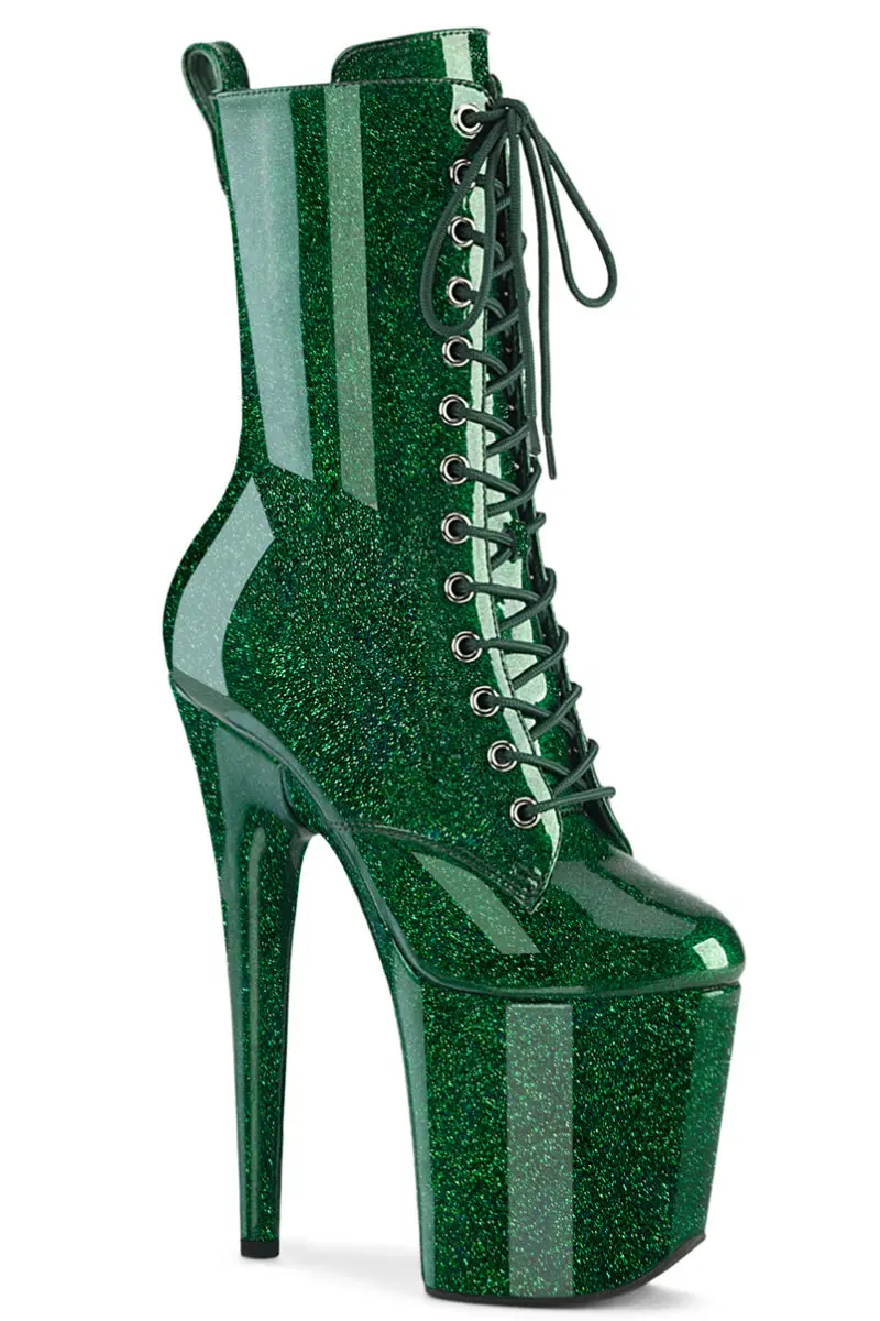 Pleaser Usa Flamingo-1040Gp 8Inch Boots - Emerald Green Glitter 1