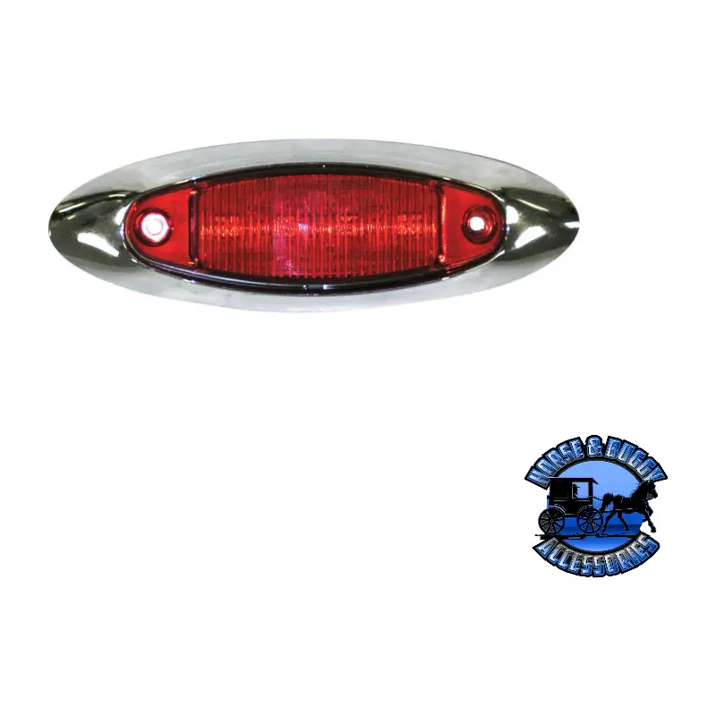 178Xr-Mv 4.75"X1.50" Red Led Marker/ Clearance, Oblong, W/ Chrome Bracket, Multi-Volt 1