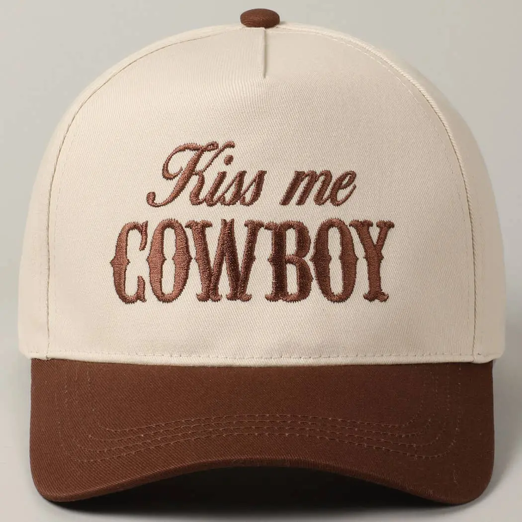 Kiss Me Cowboy Embroidery Two-Tone Cap 1