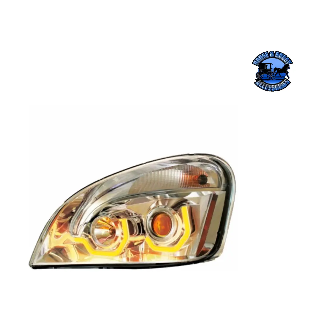 Projection Headlight W/Dual Function Amber Led Position Lights For 2008-17 Fl Cascadia (Choose Color) (Choose Side) 1