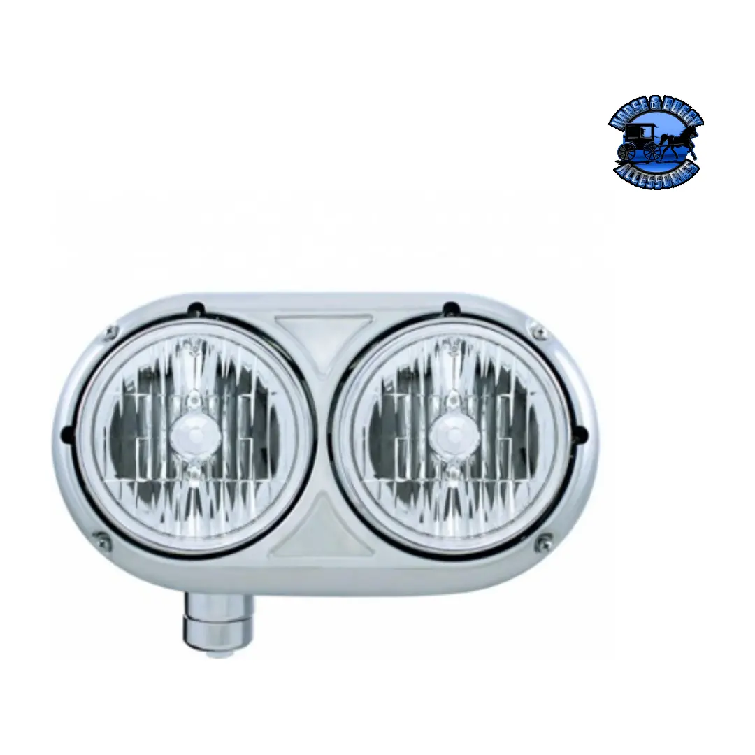 Headlight Assembly With Crystal Halogen Bulbs & 304 Ss Housing For Peterbilt 359 (Choose Side) 1