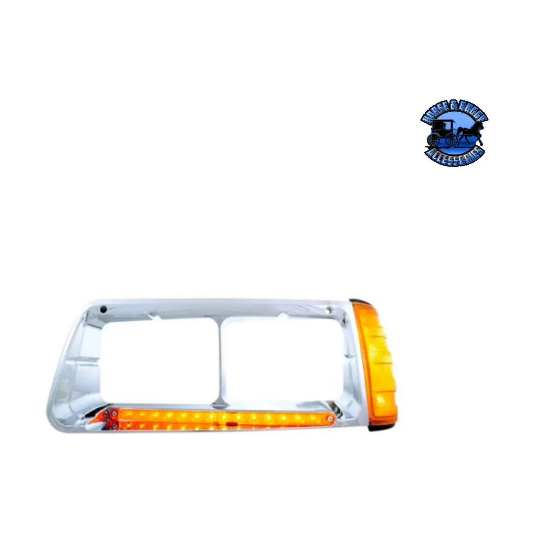 14 Led Headlight Bezel With Turn Signal For 1989-2009 Freightliner Fld (Choose Color) (Choose Side) 1