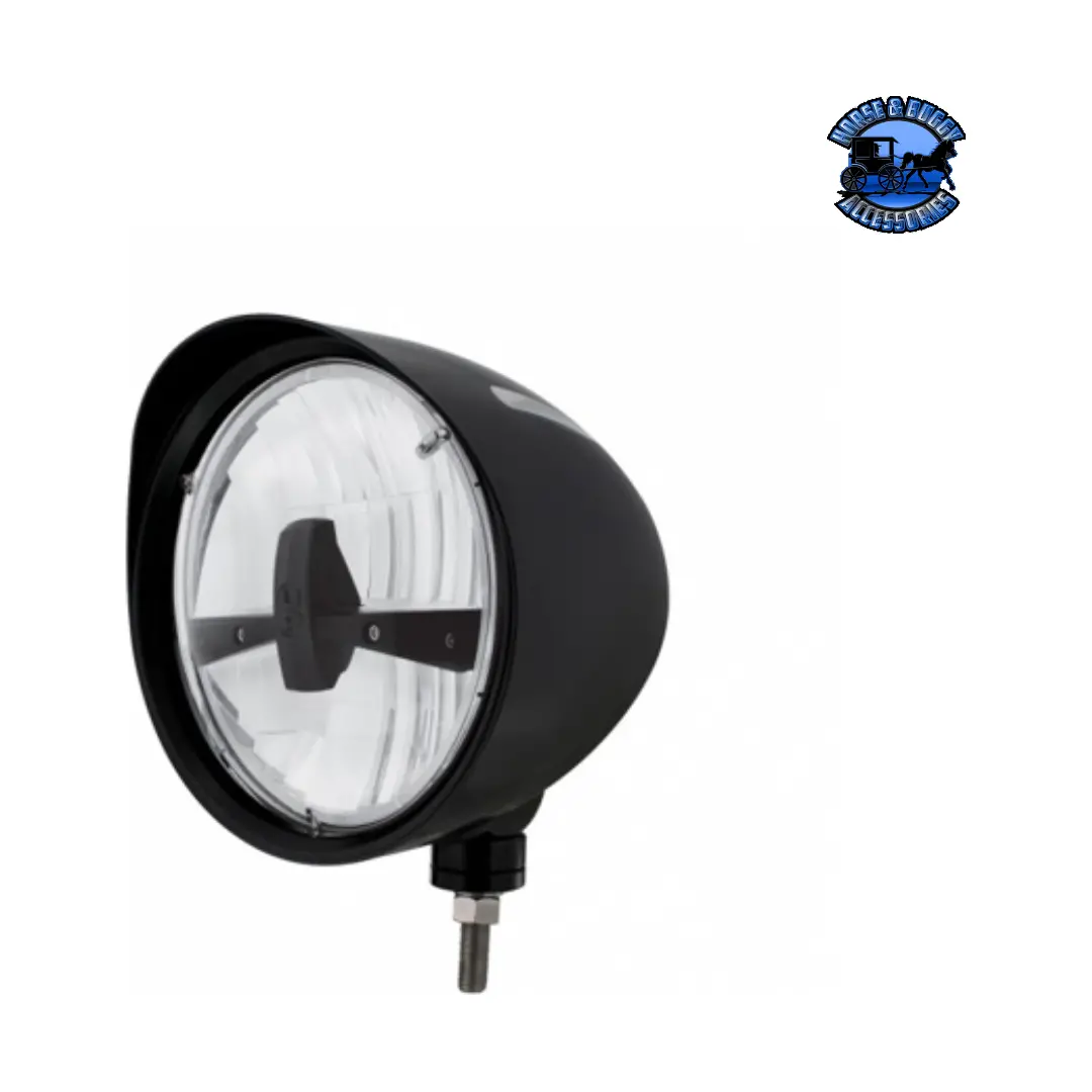 Black "Billet" Style Groove Headlight With Visor 5 Led Bulb - Blackout #32690 1