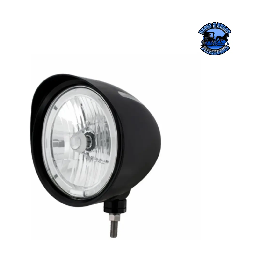 Black "Billet" Style Groove Headlight With Visor 9007 Bulb With Led Halo Rim (Choose Color) 1