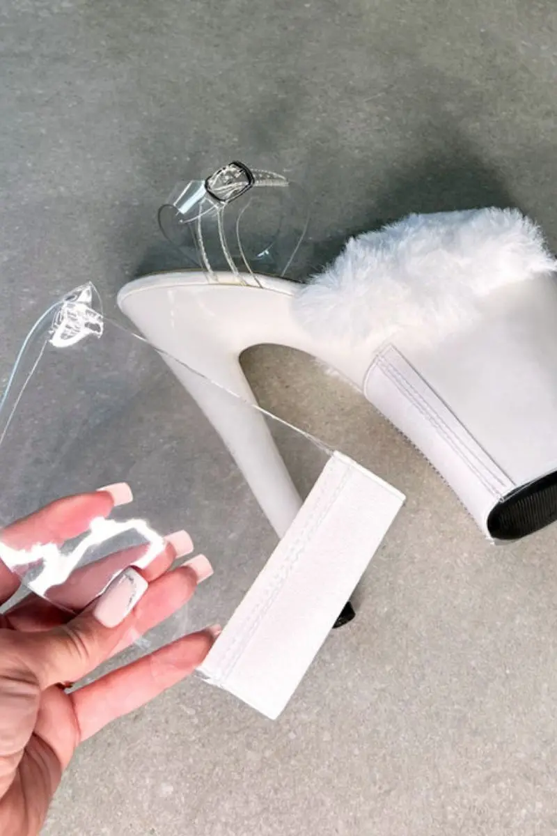 Hella Heels Stiletto & Open Toe 8Inch Shoe Protectors - Clear & White 1