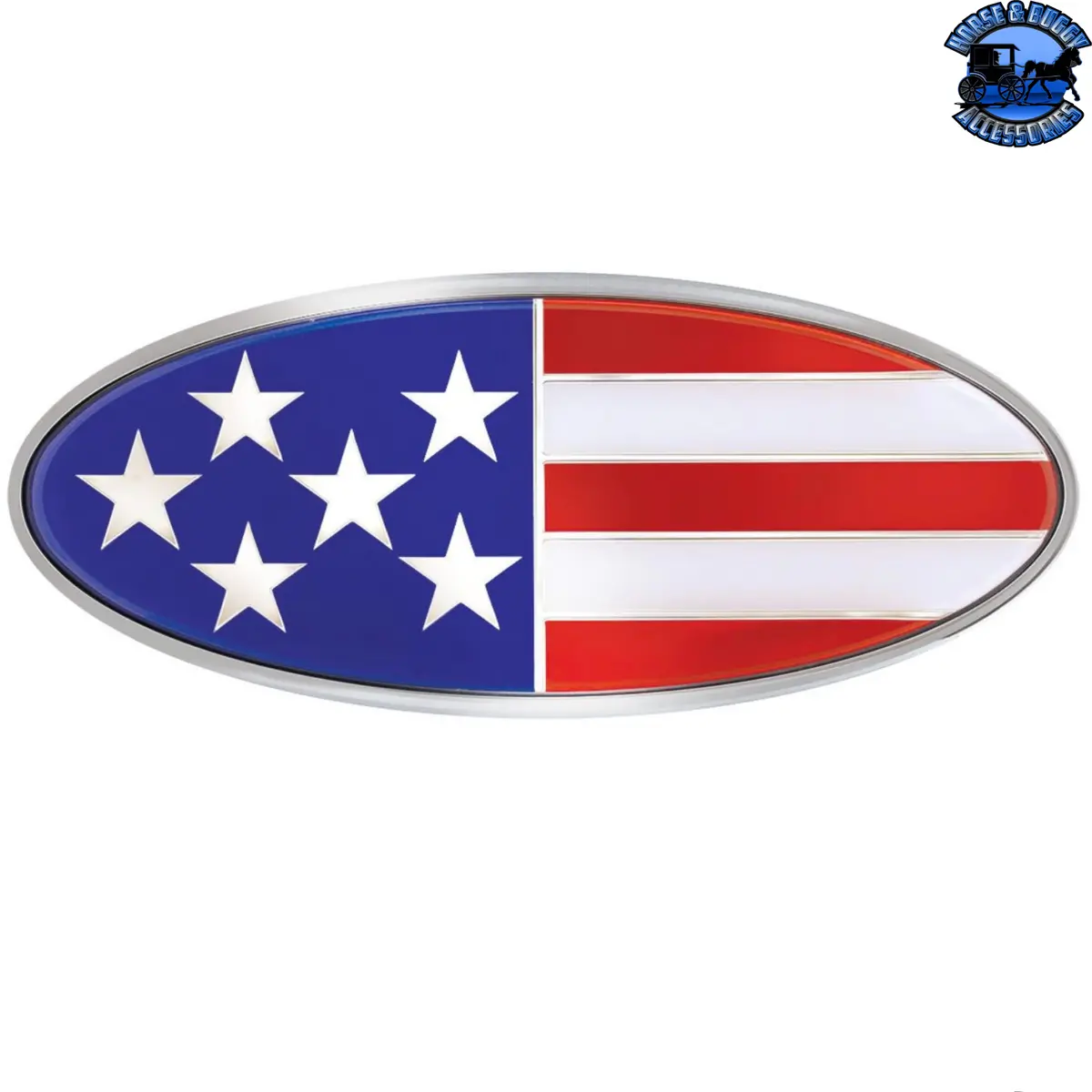 Chrome Die Cast Oval Emblem - Usa Flag #10945 1