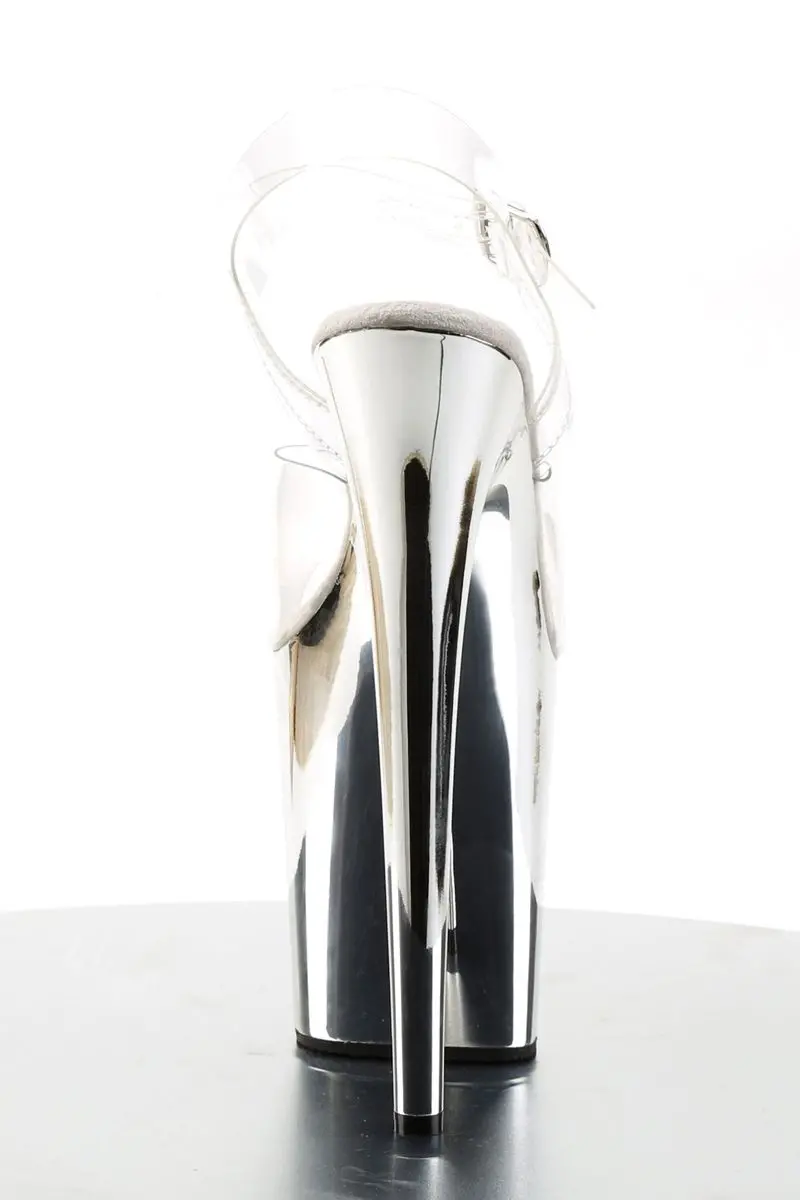 Pleaser Usa Flamingo-808 8Inch Stilettos - Silver Chrome 5