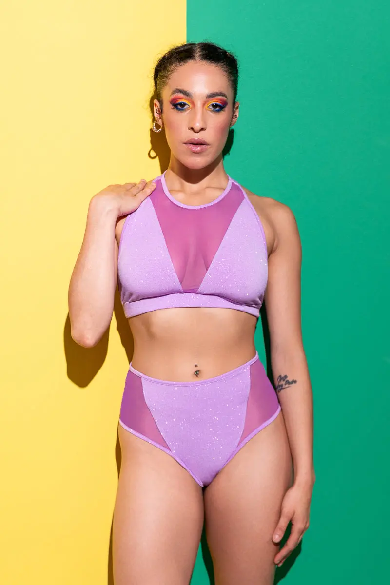 Rad Mirage Triangle Glitter Top - Lilac 1