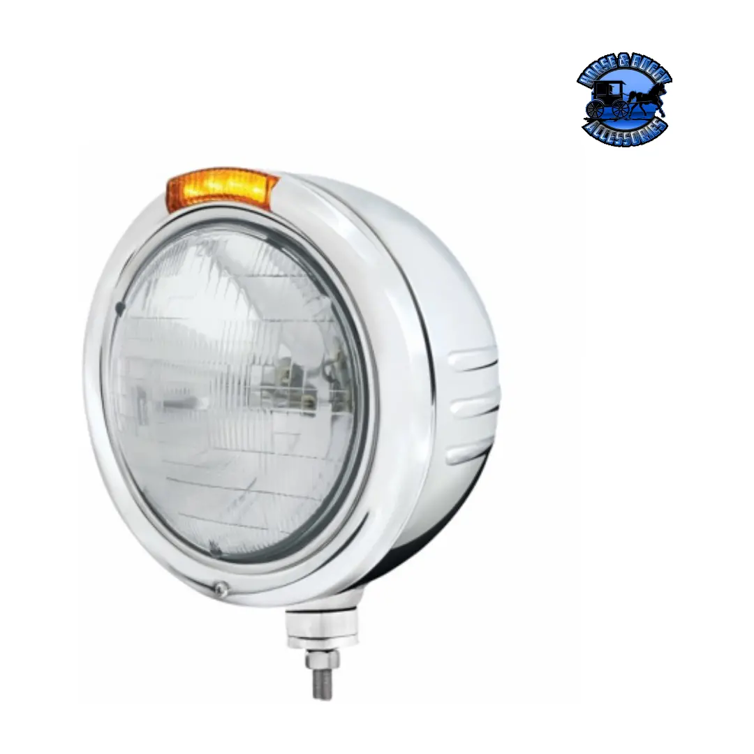 Stainless Steel Classic Embossed Stripe Headlight H6024 & Dual Mode Led Signal (Choose Color) 1